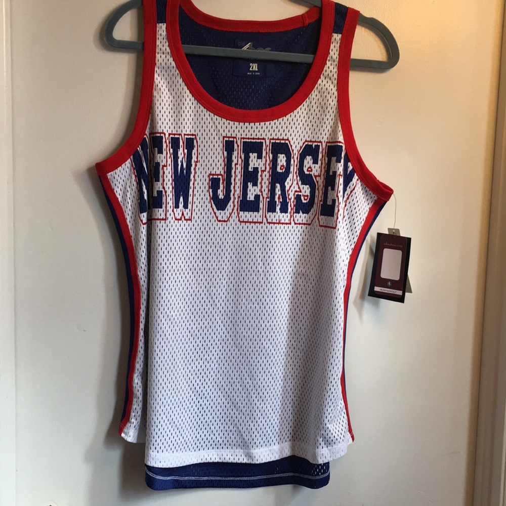 NBA NJ Nets tank CARL Banks NWT 2XL red white blue